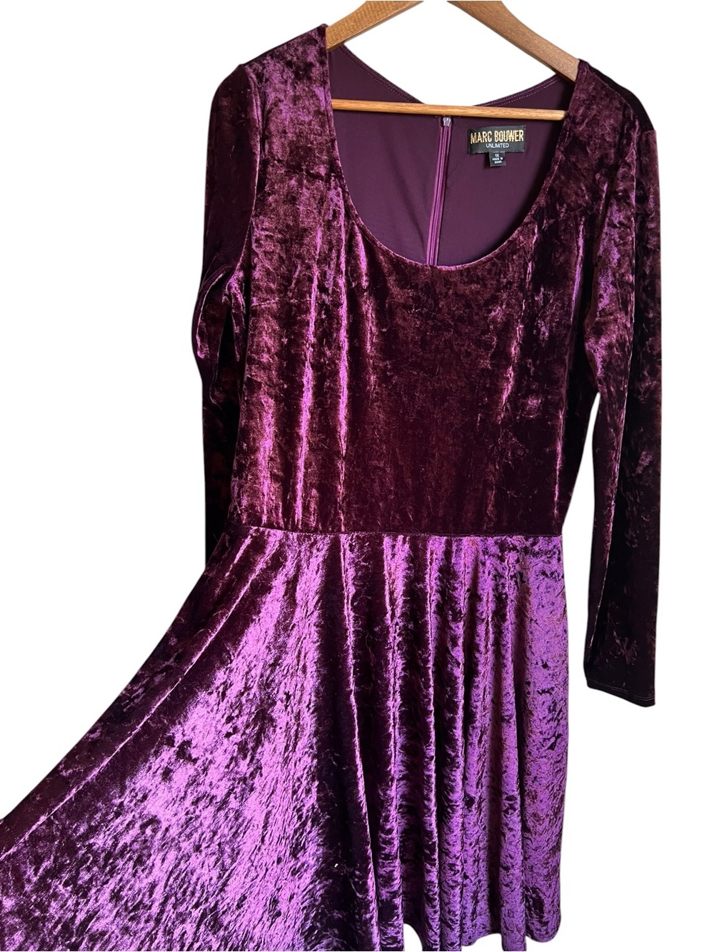 Witchy Marc Bouwer 1X Purple Crushed Velvet Fit Flare Dress Fairy Whimsigoth